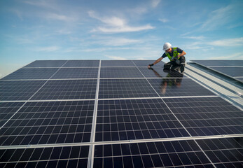 Professional who installs solar energy systems,  procuring equipment, and performing the physical...