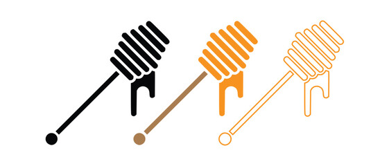 Honey Jar Collection — Glass Pots with Wooden Dipper and Flowing Honey Vector Design