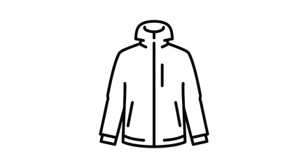 Line art illustration of a hooded jacket simple minimalist design fashion apparel silhouette