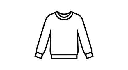 A simple black and white line drawing of a long sleeved sweatshirt silhouette