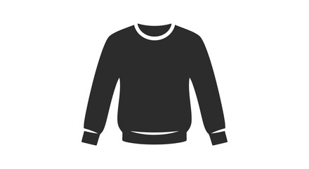 A simple depiction of a dark long sleeved sweater with a crew neck a flat lay silhouette