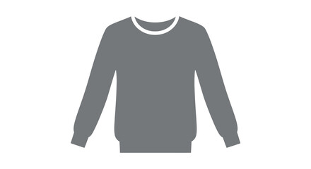 A dark gray sweater with long sleeves and a rounded neck presented as a silhouette