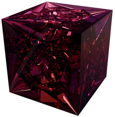 Red Cube 3D Prismatic Gem Abstract Shape