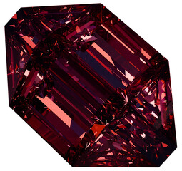 Red Color 3D Prismatic Gem Abstract Shape