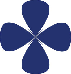 Abstract blue clover shape on white background in graphic design software