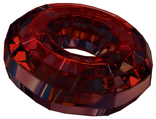 Red Ring 3D Prismatic Gem Abstract Shape