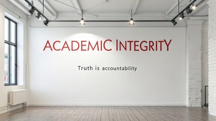 Modern interior with message about academic integrity promoting truth and accountability in educational settings and institutions