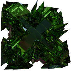 Green 3D Prismatic Gem Abstract Shape