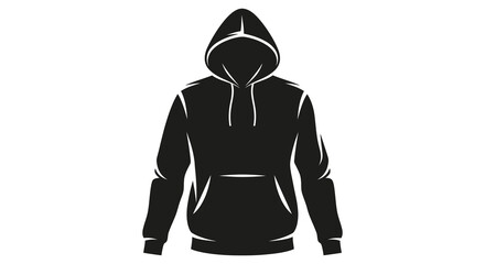 A dark hooded figure stands prominently displayed against a plain white background silhouette