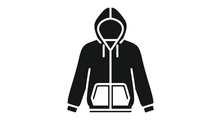 A simple black and white illustration of a hooded figure standing still a striking silhouette