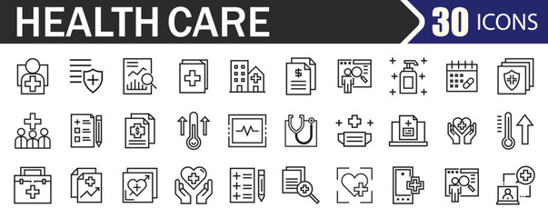 Collection of thirty business and marketing icons