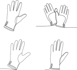 Four hand drawn sketch illustrations of open gloves in different poses