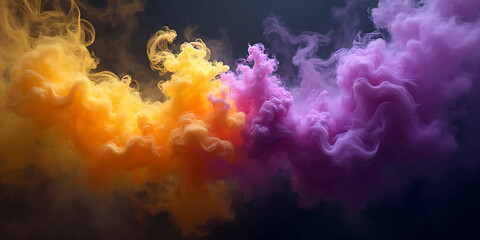 Gradient smoke fusion colorful plumes electric yellow deep purple