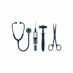 silhouette of doctor equipment vector with white background