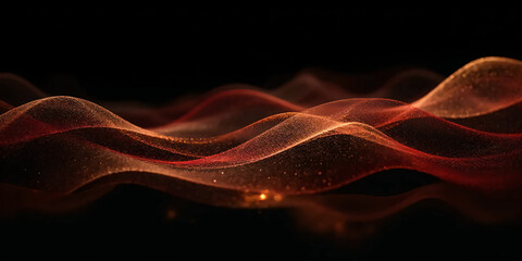 Deep glossy black background subtle smoky red gold wave pattern