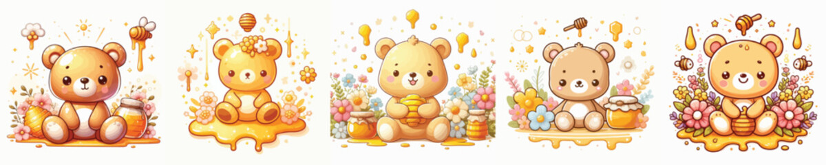  white background honey bear vector