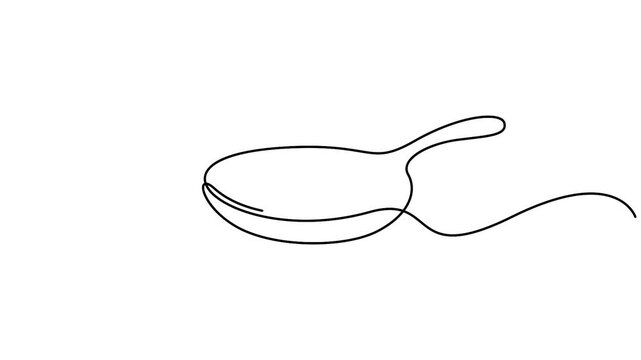 Frying pan continuous one line drawing minimalist style animation video