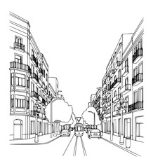 Long street from downtown to upper districts, Carrer de Balmes Street