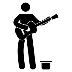 Icon of street musician with guitar
