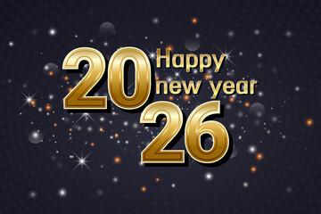 Shining golden figures wish happy new year twenty twenty six celebration
