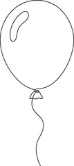 Simple hand drawn outline of a single balloon with a flowing ribbon