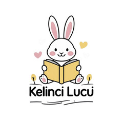 Cute Bunny Reading Book Vector