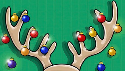 Obraz premium Festive Reindeer Antlers Adorned with Colorful Christmas Ornaments.