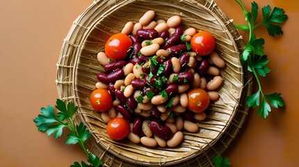 Vegan Baked Kidney Beans, White Beans, and Fresh Tomato Dish