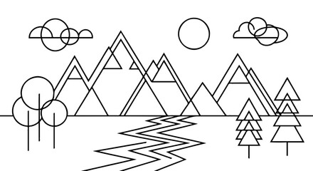 Minimalist Geometric Mountain Landscape