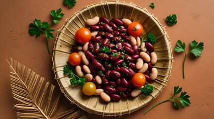 Vegan Baked Kidney Beans, White Beans, and Fresh Tomato Dish