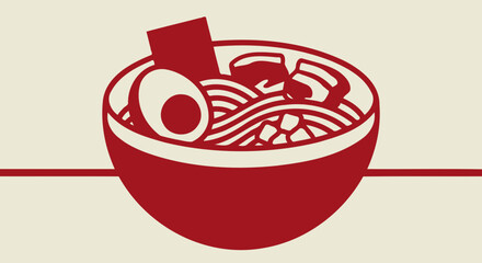 Minimalist Red Ramen Bowl Illustration