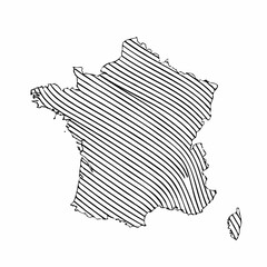 Graphic Striped France Map Outline