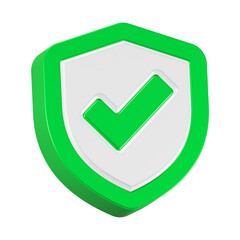 check shield 3d rendering icon green color