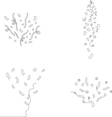 Abstract black and white doodle art collection of four unique decorative elements