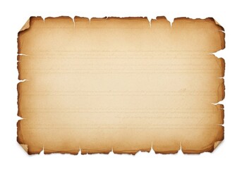 Fototapeta premium Aged parchment with torn edges and faint lined text.