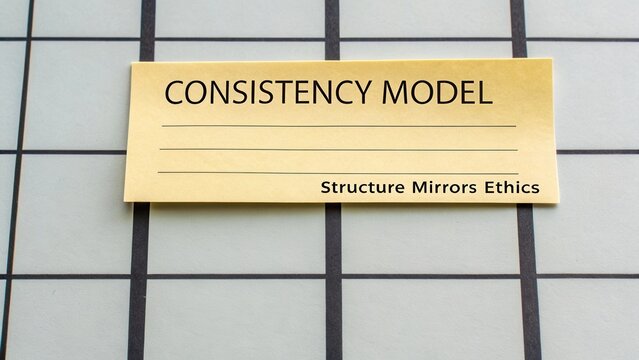 Conceptual representation of a consistency model highlighting the relationship between structure, mirrors, and ethics in a professional setting