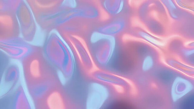 Animated 3D abstract holographic liquid background. Iridescent psychedelic fluid shape with waves. Colorful fluid abstraction flow. 4K 3d rendering seamless looping animation. 