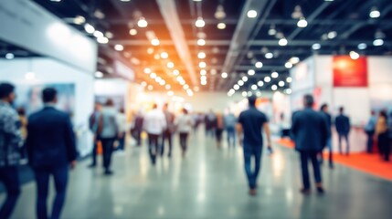 Attendees walk through a vibrant exhibition hall featuring many booths and displays at a large industry event showcasing products and networking opportunities.