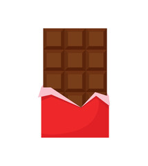 Chocolate bar with red wrapper half opened icon clip art vector illustration