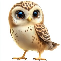 Fototapeta premium Adorable owl with big blue eyes, perfect for children's books or cute animal designs, bringing a touch of whimsical wonder and joy to any project