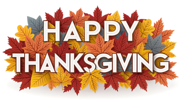 Happy Thanksgiving greeting with autumn leaves