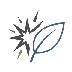 Nature energy burst concept with green leaf line icon symbol