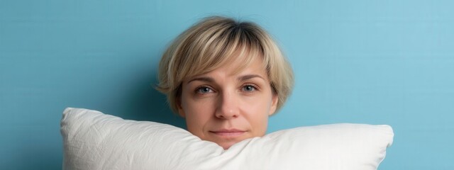 Introspective expression on soft pillow,relaxation