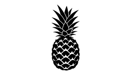 Obraz premium Tropical Pineapple Fruit Silhouette Vector Icon, Sweet Summer Food Symbol on Isolated White Background