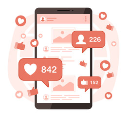 Smartphone with Social Media Content with Chatting Application and Message Bubble Icon Symbol for Online Chatting and Telecommunication Concept Illustration Clip Art