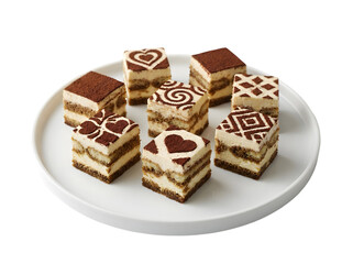 Deliciously Beautiful Tiramisu Slices with Intricate Designs Perfect for Any Dessert Table