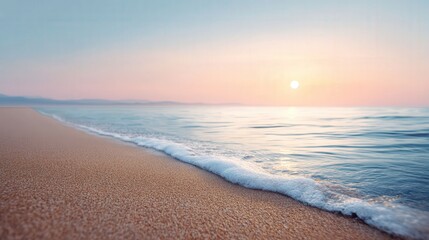 serene sunset beach with soft light and a calming composition