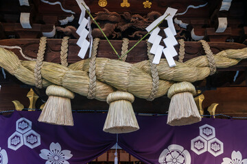 Big Rice straw rope decor at Kushida Shrine, Hakata, Fukuoka