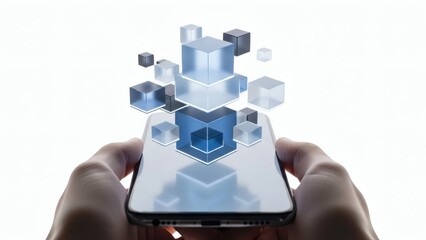 Digital Technology Smartphone Interface with Data Cubes for Innovation & Connectivity