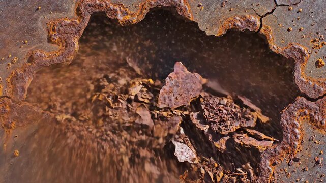 CloseUp TimeLapse Of Metal Surface Rusting And Corroding With Brown And Orange Colors And Texture